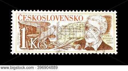 Czechoslovakia - Circa 1989 : Cancelled Postage  Stamp Printed By Czechoslovakia, That Shows Portrai
