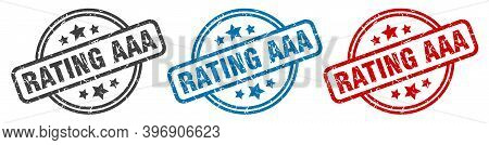 Rating Aaa Stamp. Rating Aaa Round Isolated Sign. Rating Aaa Label Set