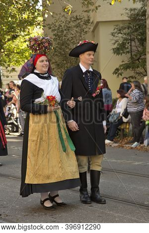 Stuttgart, Germany, 25 September 2016.  Volksfest In Stuttgart. The March Through The City Center.