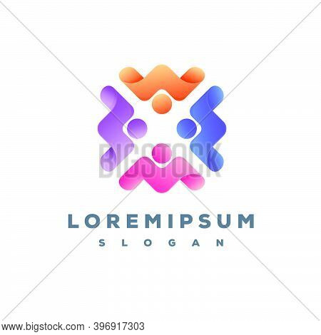 Colorful People Logo Design Vector Template Easy To Use