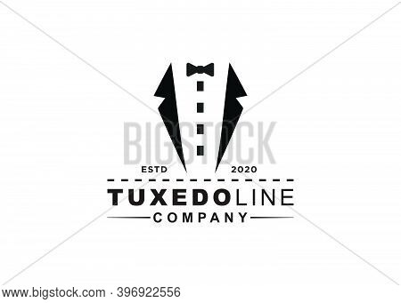 Logo Icon Tuxedo Ribbon Line Symbol Inspiration Design