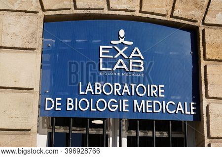 Bordeaux , Aquitaine  France - 11 21 2020 : Exalab Logo And Text Sign On Office Entrance Medical Bio