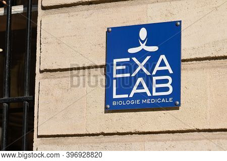Bordeaux , Aquitaine  France - 11 21 2020 : Exalab Logo And Text Sign Front Of Medical Biology Labor