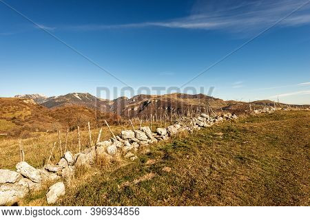 Mountain Range Of The Monte Carega, Called The Small Dolomites, View From The Lessinia Plateau (alto