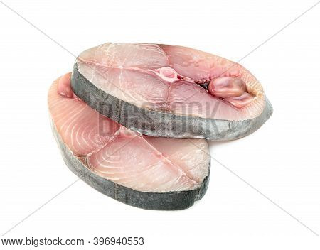 Spanish Mackerel Slice Or Spotted Mackerels Isolated On White Background ,scomberomorus
