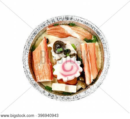 Chawan Mushi In Aluminum Foil Cup Or Egg Custard Isolated On White Background