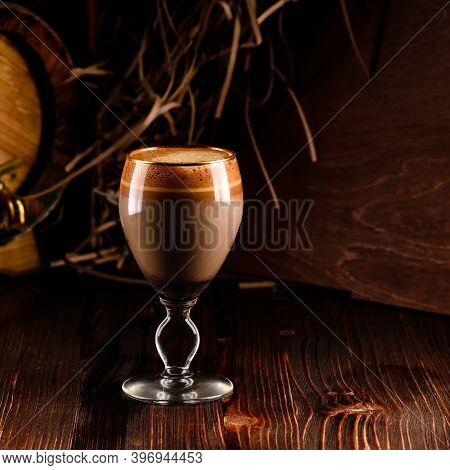 Dalgona Coffee. Whipped Trend Coffee Foam And Milk. Trendy Drink During Covid-19 City Lock Down And 