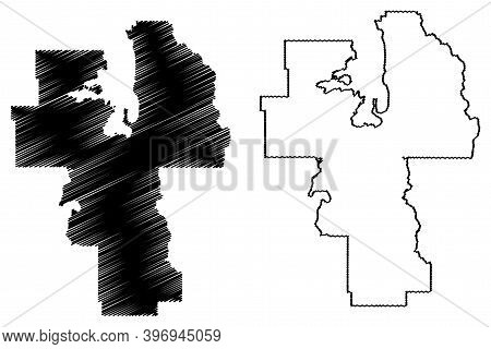 Lake County, Montana (u.s. County, United States Of America, Usa, U.s., Us) Map Vector Illustration,