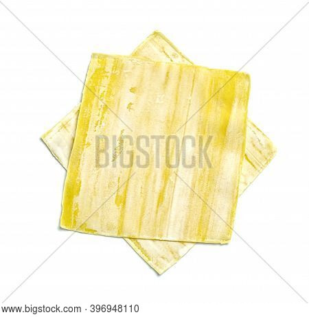 Closeup Wonton Wrapper Isolated On White Background