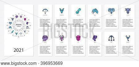 Calendar 2021 With Horoscope Signs Zodiac Symbols Set