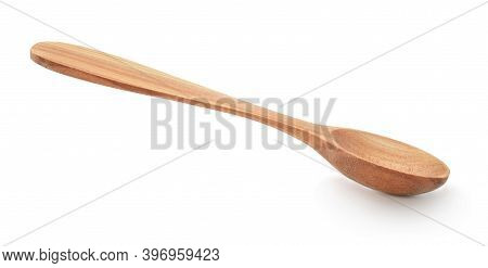 The Decorative Wooden Spoon Isolated On White.