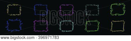 Set Of Floral Frames Cartoon Icon Design Template With Various Models. Modern Vector Illustration Is