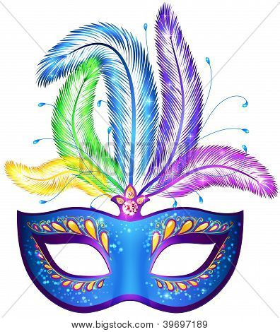 Vektor venezianske karneval maske med fjer