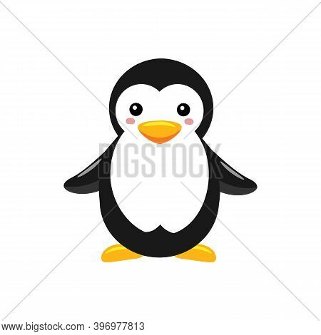 Penguin Isolated On White Background. Cute Penguin. Animal Concept. Vector Stock