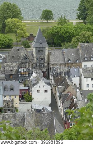 Aerial View Of Bacharach, A Town In The Mainz-bingen District In Rhineland-palatinate, Germany