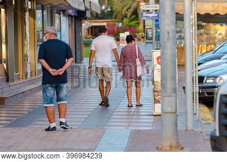 Morro Jable, Fuerteventura, Spain: 2020 October 08: People Walking In The Time Of Covid 19 Morro Jab