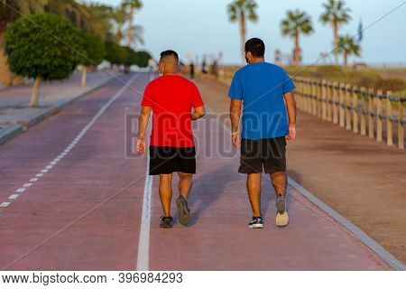 Morro Jable, Fuerteventura, Spain: 2020 October 08: People Walking In The Time Of Covid 19 Morro Jab