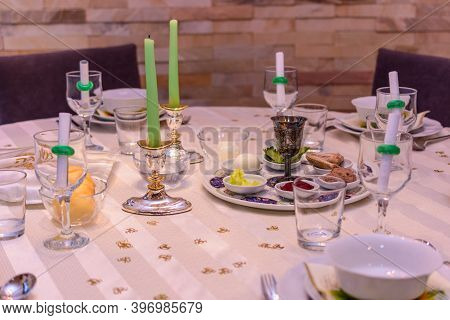 Small Jewish Passover Seder Dinner In The Covid-19 Corona Era