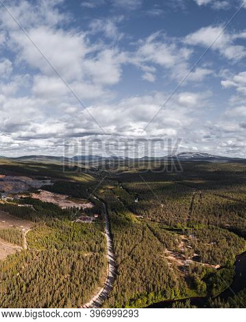 Landscape Views Of The Forest In The Northern Finland On A Bright Autumn Day