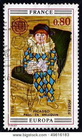 Postage Stamp France 1975 Paul As Harlequin, Pablo Picasso