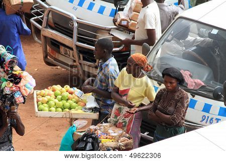 African Market Vendors Selling Their Merchandise