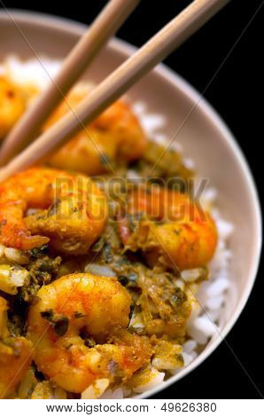 Curry Prawns with Rice - Caribbean Tasy food