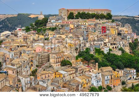Colorful Houses In Old Medieval Village Ragusa In Sicily