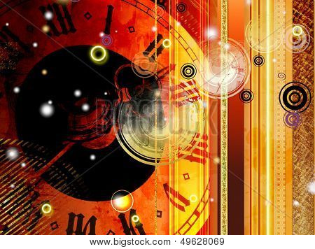 abstract time concept - background in grunge style with glowing stripes