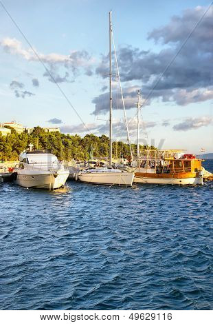 boats of adriatic on sunset