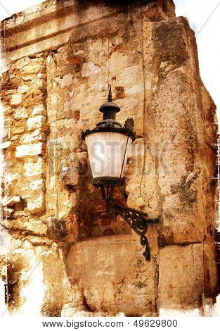 old lantern - toned picture in retro style