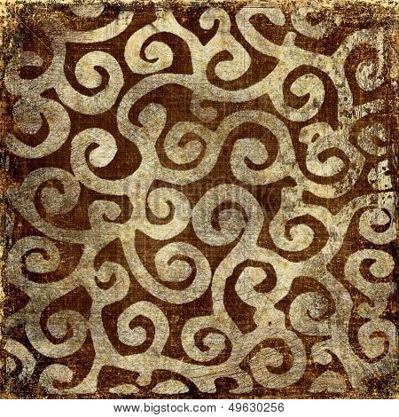 vintage brown background with golden patterns