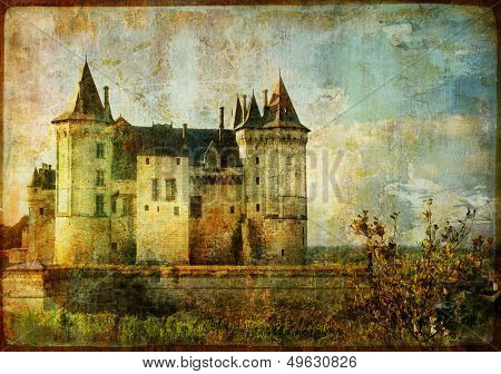 beautiful Saumur castle - vintage picture