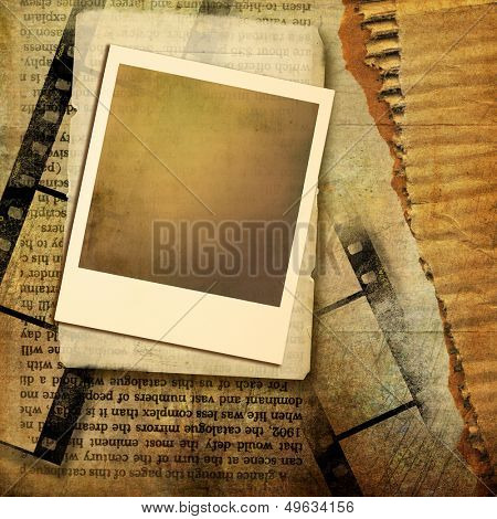 vintage background with instant frame and film strips