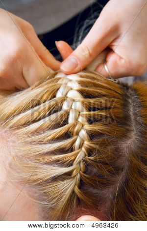 Close-up Of Weaving Of A Plait