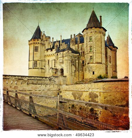 Saumur castle - artistic retro picture