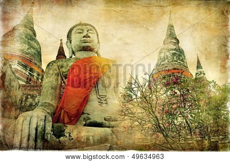 ancient cities of mysterious Thailand - artwork in painting style