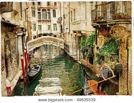 beautiful channels of Venice- retro styled picture