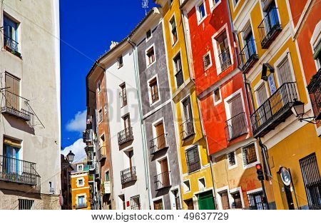 vivid houses of Cuenca town, Spain