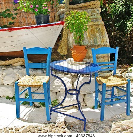 traditional Greece, colored tavernas