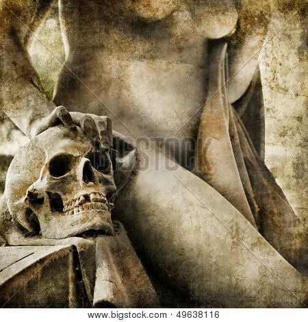 beautiful dark sculptures - Staglieno cemetery, Genoa,Italy. Artistic picture