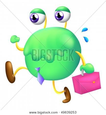 Illustration of a working monster on a white background