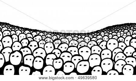 Editable vector illustration of a hand-drawn crowd of faces