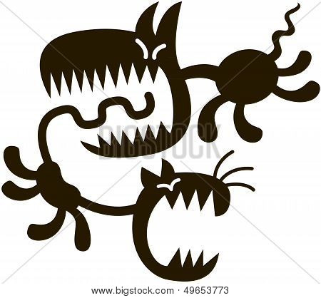 Ijesztő Halloween kutya kergeti egy szánalmas macska