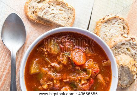 Stew Zucchini Stewed Vegetables Meat Food Meal Vintage