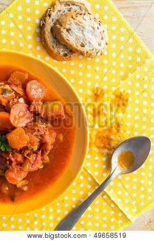 Stew Zucchini Stewed Vegetables Meat Food Meal Vintage