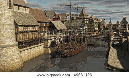 Sailing ship at the Docks