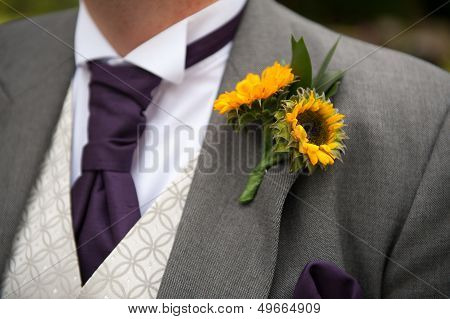 Groom With Sunflower Buttonhole