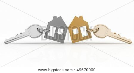 3d model house symbol set with keys