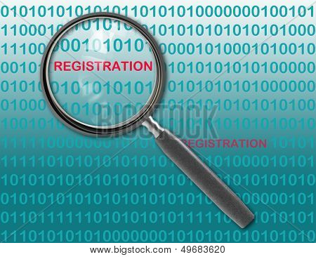 Close Up Of Magnifying Glass On Registration