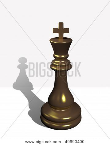 Chess King With The Shadow Of A Pawn